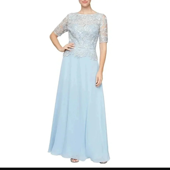 Alex Evenings Women's Long Embroidered A line dress size 6 New - Picture 1 of 14